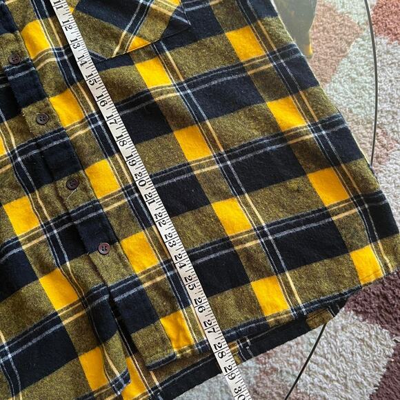Vintage 80s Backpacker Plaid Flannel | Yellow & Black | Size L - Picture 7 of 8